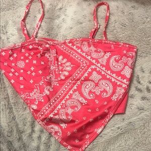 Hot Pink Bandana Print Crop Top